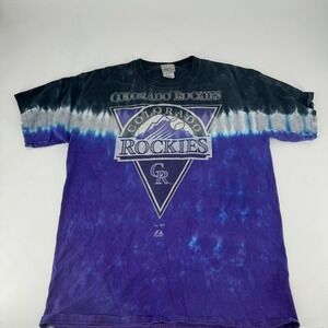 Colorado Rockies Tie Dye T Shirt Majestic MLB Baseball Men's L
